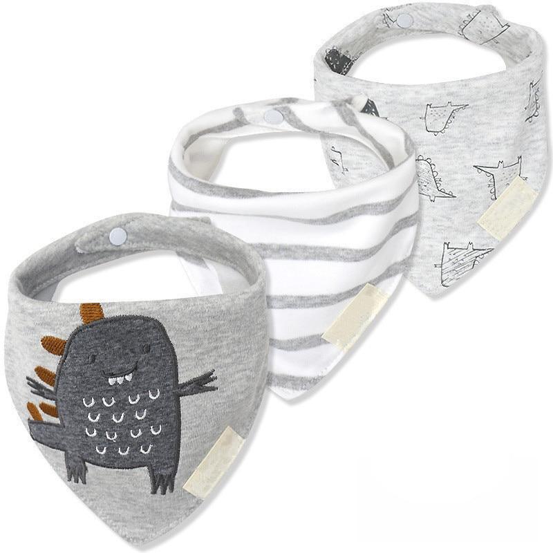 Lot de 3 bavoirs bandana confortables, imperméables, en coton biologique, pour bébé fille et garçon