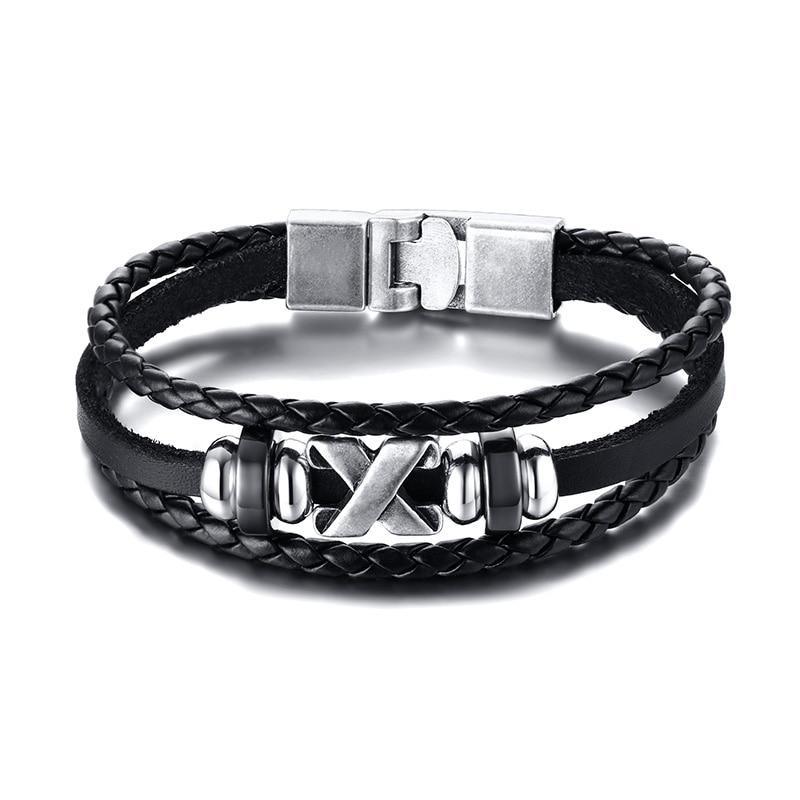 Bracelet en cuir Lucky Vintage pour hommes avec breloque cartes à jouer, tressé multicouche, cadeau pour hommes et femmes