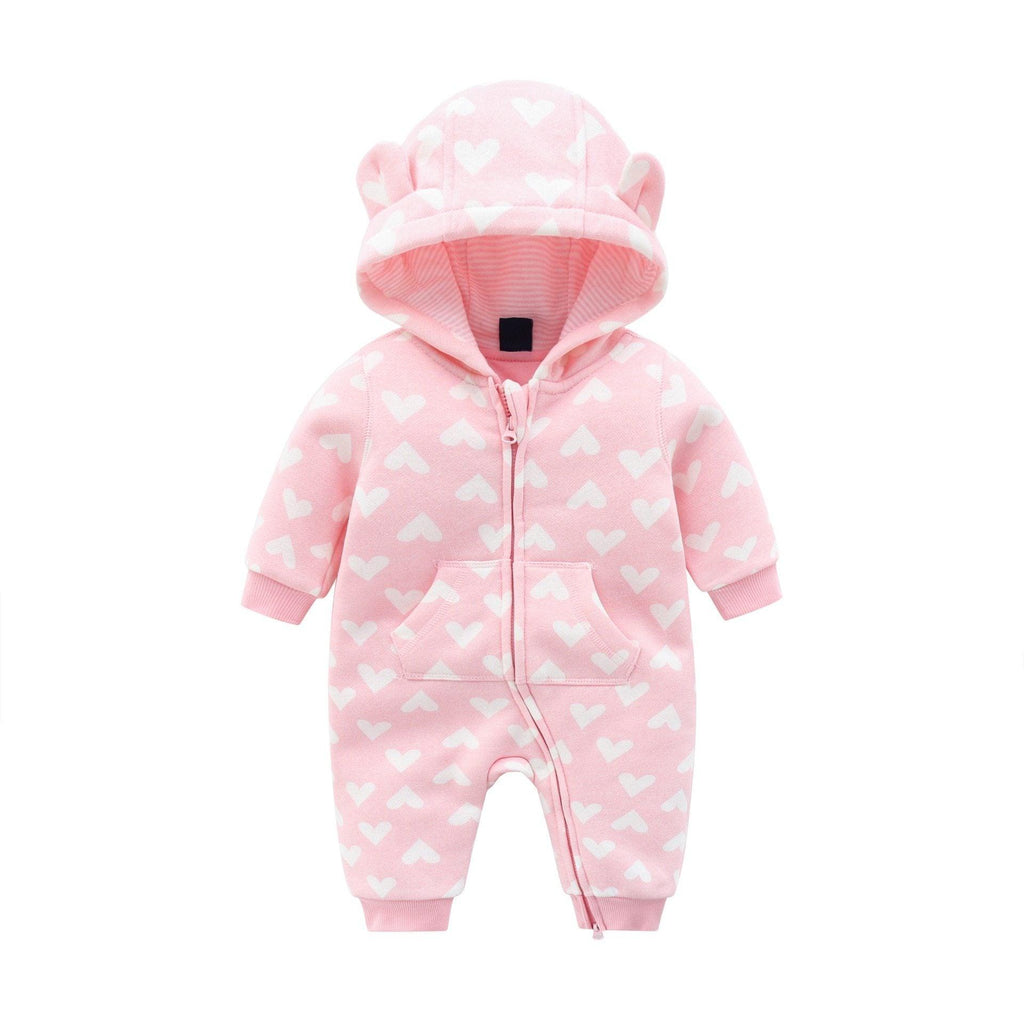 Grenouillères à manches longues et à capuche zippée pour bébé, combinaisons et barboteuses pour garçons et filles pour la saison automne-hiver