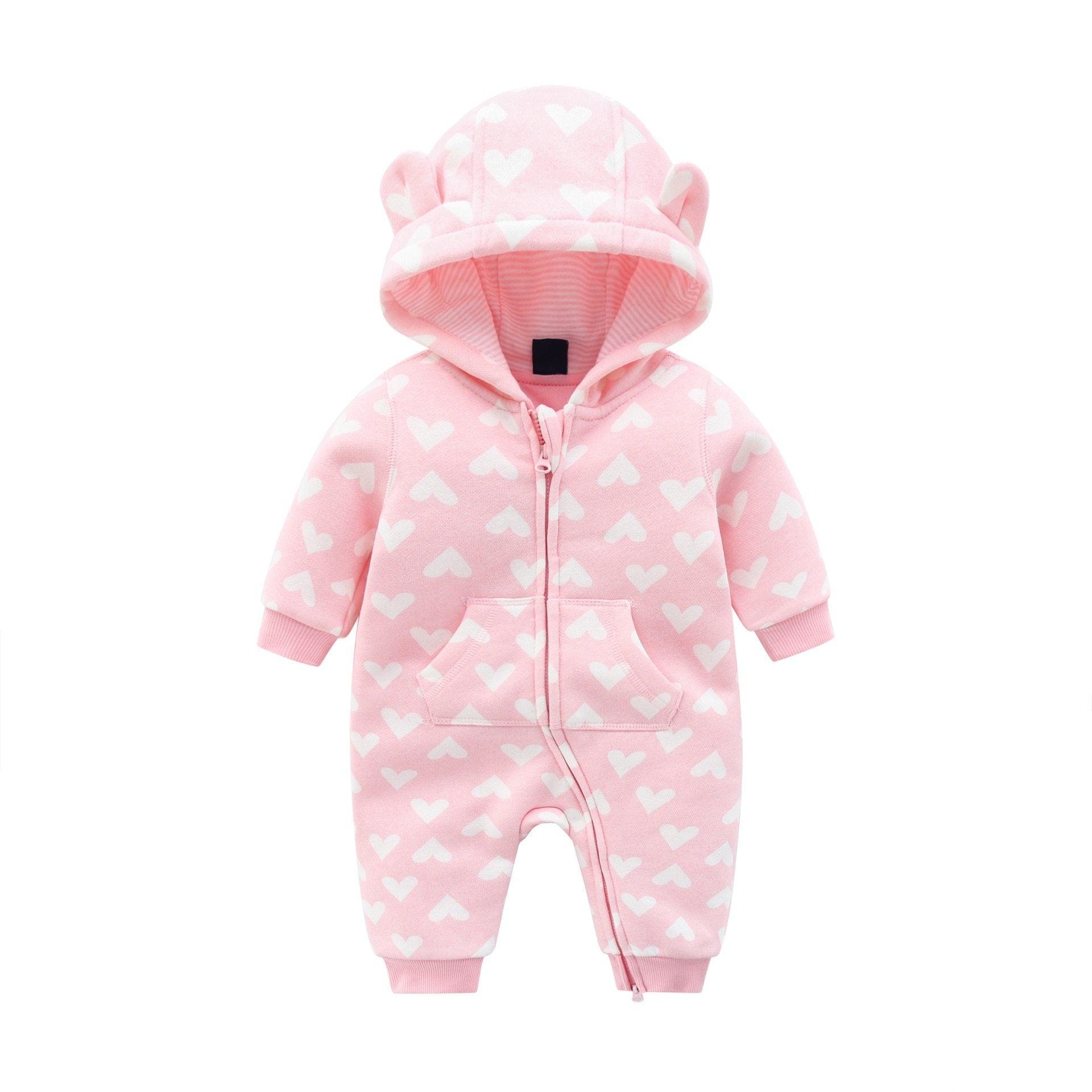 Grenouillères à manches longues et à capuche zippée pour bébé, combinaisons et barboteuses pour garçons et filles pour la saison automne-hiver
