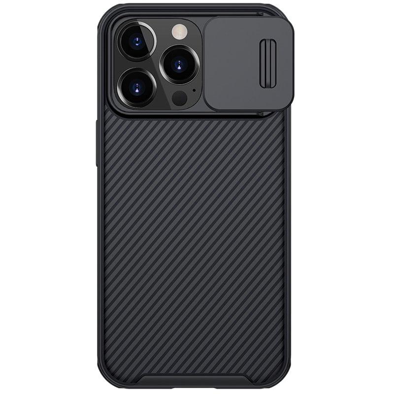 Coque arrière rigide absorbant les chocs pour iPhone 13 Pro Max - Étui appareil photo coulissant noir élégant pour iPhone 13 Mini 13 Pro Max