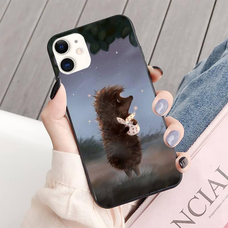 Coque de téléphone Hérisson Lumineux dans le Brouillard pour iPhone 13 8 7 6 6s Plus X 5s SE 2020 XR 11 12 Mini Pro Xs Max Protection d'écran Souple Flexible en Silicone Gel Caoutchouc Bumper