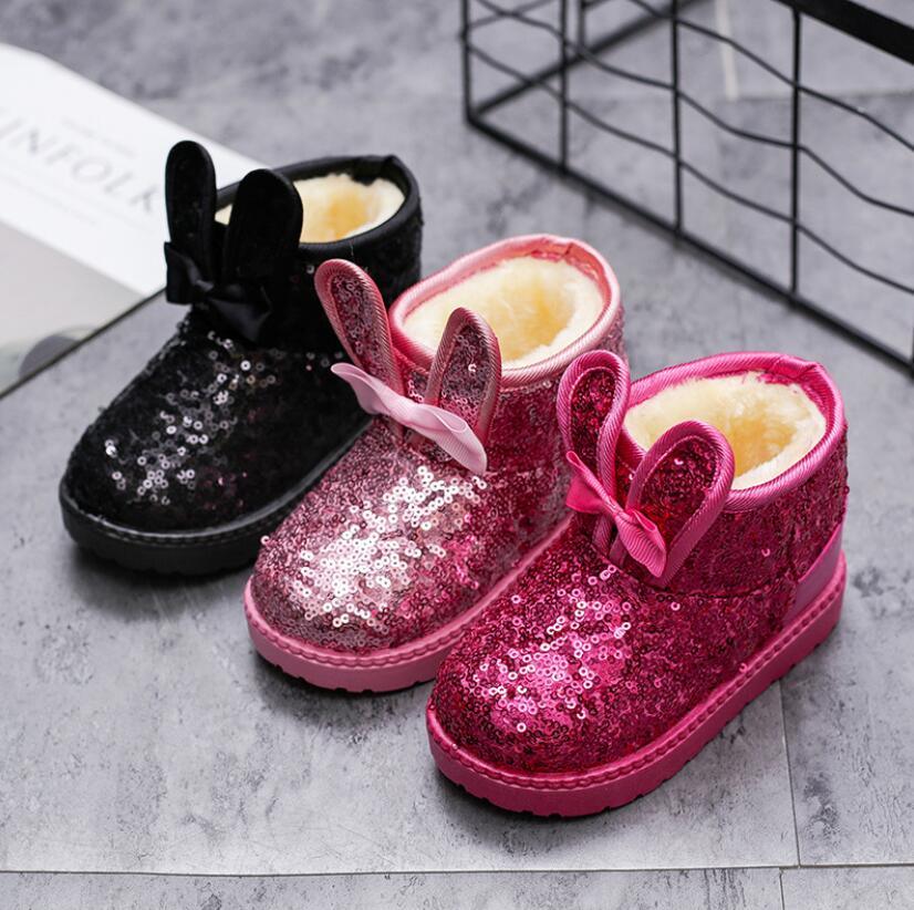 Bottes de neige chaudes pour enfants, nouvelles chaussures d'hiver pour petites princesses, antidérapantes, à bout rond plat, adorables bottes pour bébés filles