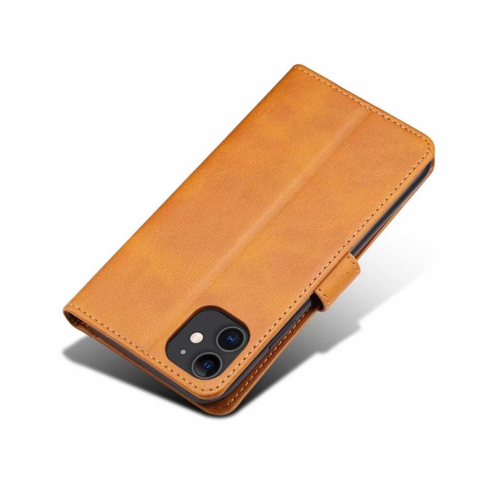 Étui à Rabat Magnétique en Cuir Rouge de Luxe pour iPhone 14 12 13 11 11 Pro Max XR XS Max X, Housse Portefeuille pour iPhone avec Emplacements pour Cartes, Béquille et Boucle Magnétique