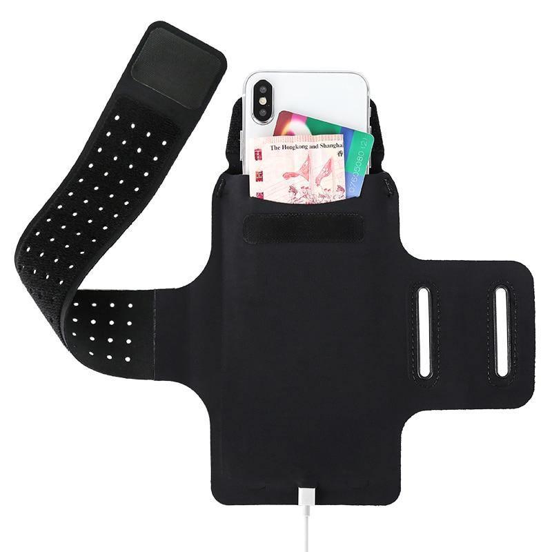 Brassard de sport gris pour téléphone - Étui de rangement pour téléphone portable - Sac de poignet pour l'entraînement