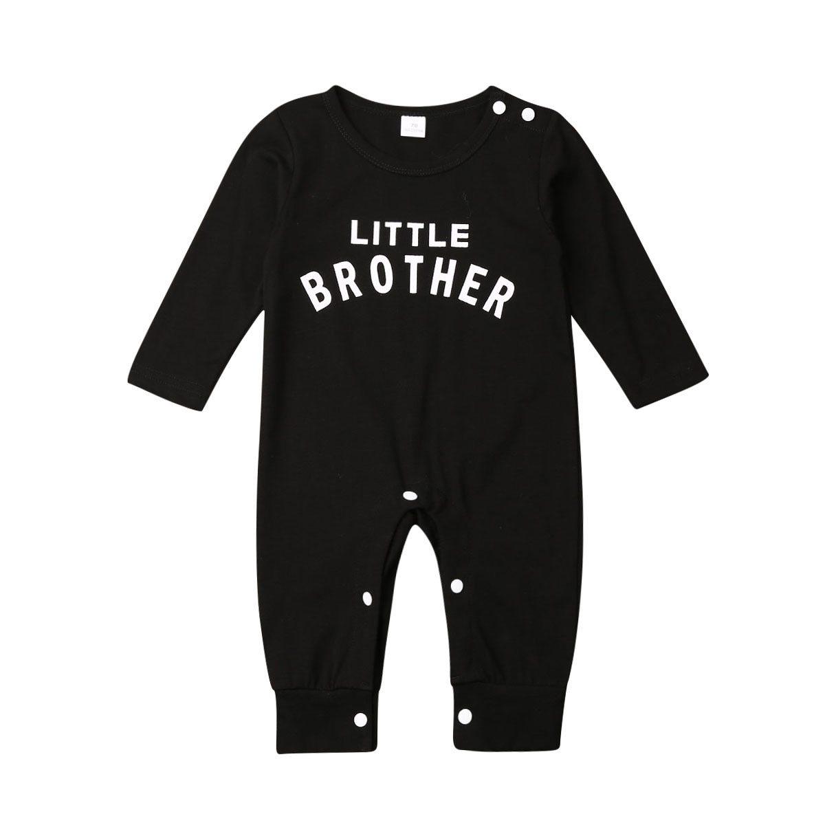 Bébé nouveau-né Filles Garçons Haut Barboteuse Combinaison Cache-couche Tenues Confortables Avec Texte Petit Frère Pour Garçons