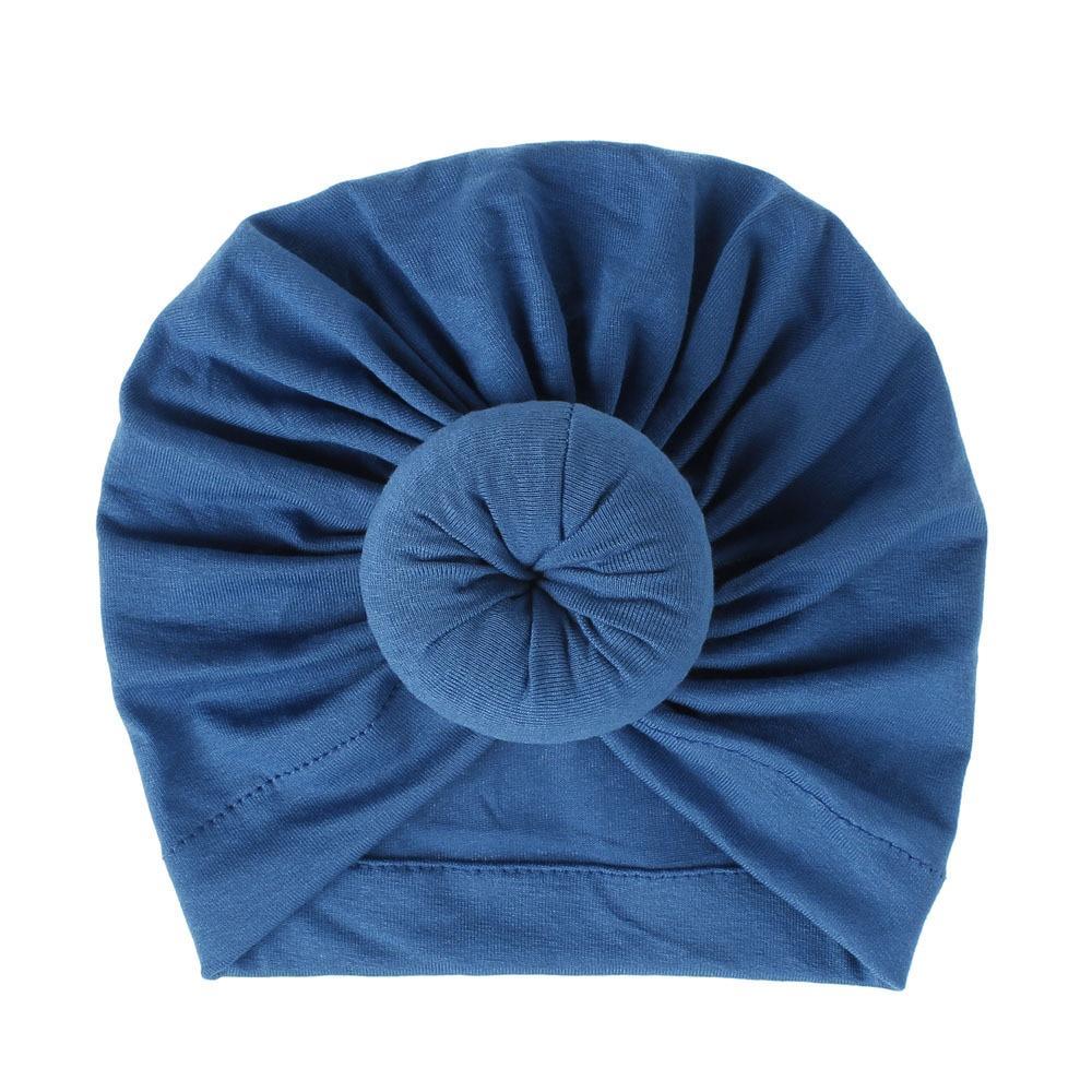Turban pour bébé fille en coton tricoté, fait main avec fleur plissée, style élégant