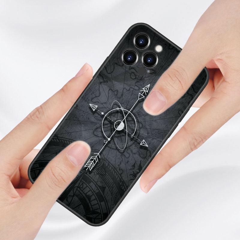 Coque de téléphone à roue de bateau ancre pour iPhone 13 12 Mini 11 Pro XS Max XR X 8 7 6S 6 Plus 5S 5 SE 2020 Housse noire Coque arrière rigide d'ancre personnalisée