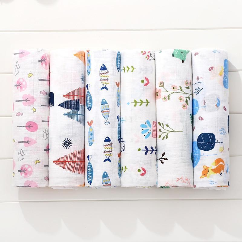 Langes en mousseline de coton pour bébé, couvertures d'emmaillotage pour nouveau-nés, serviette de bain multifonction pour nourrissons