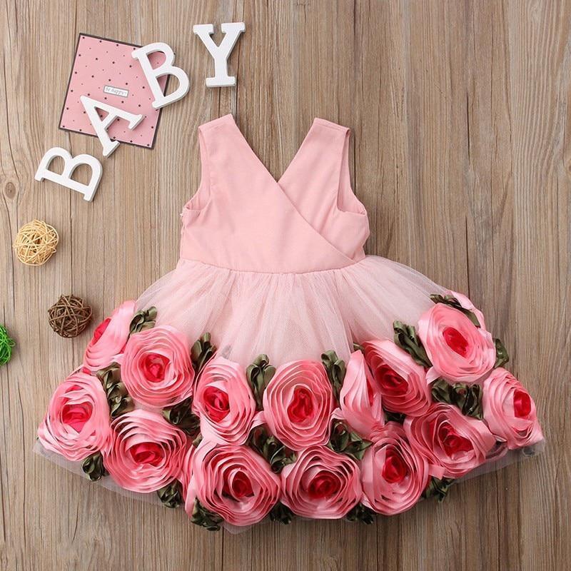 Robe de princesse de luxe moderne faite à la main pour petites filles, motif floral, sans manches, mini tutu, nœud, rose, jaune, rouge, vêtements pour enfants