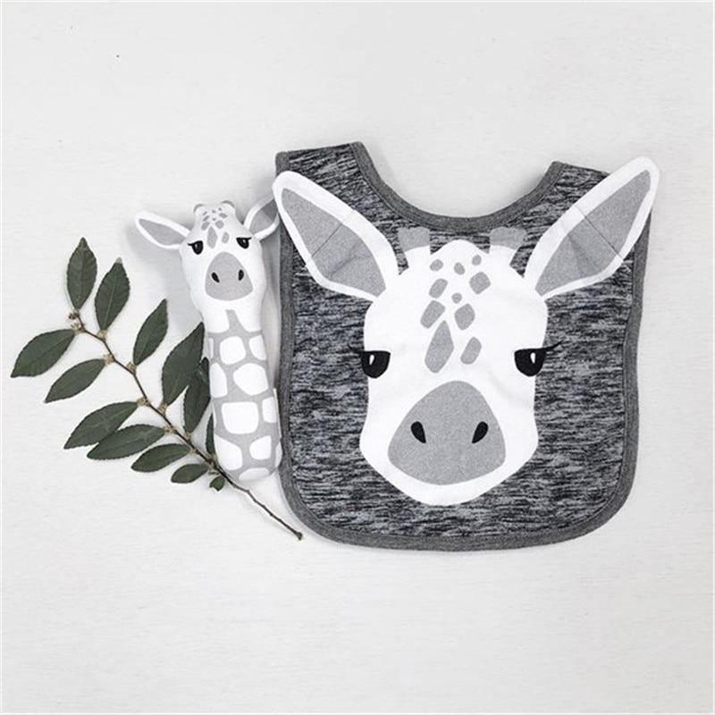 Bavette en coton de luxe avec imprimé animal de dessin animé et boutons-pression, serviette de salive imperméable, tablier d'alimentation pour bébé et enfant