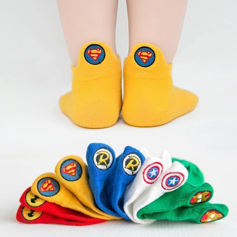 5 paires de chaussettes d'été et de printemps respirantes multicolores brodées de dessins animés pour nouveau-nés garçons et filles