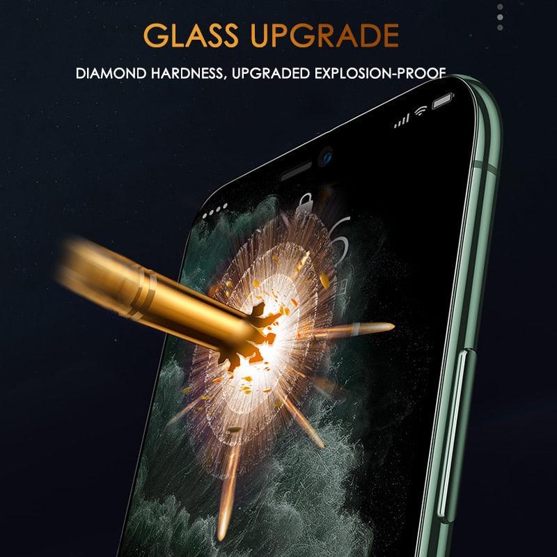 3 coques de protection intégrales en verre pour iPhone 11, 12, 13, 14 Pro Max, protection d'écran pour iPhone X, Xr, Xs Max, 7, 8, 6s Plus, Se, en verre, bord à bord, couverture complète de l'écran
