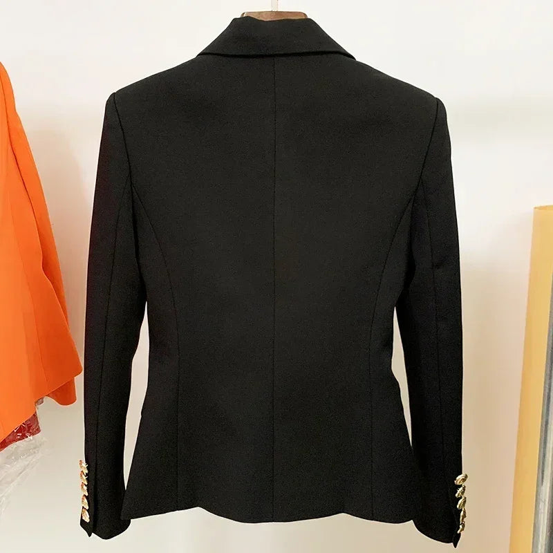 HAUTE QUALITÉ Nouvelle Mode 2024 Veste Designer Femme Classique Double Boutonnage Boutons Métal Lion Blazer Manteau Taille S-5XL