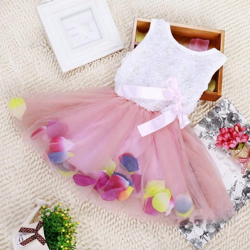 Robe de princesse de luxe moderne faite à la main pour petites filles, motif floral, sans manches, mini tutu, nœud, rose, jaune, rouge, vêtements pour enfants