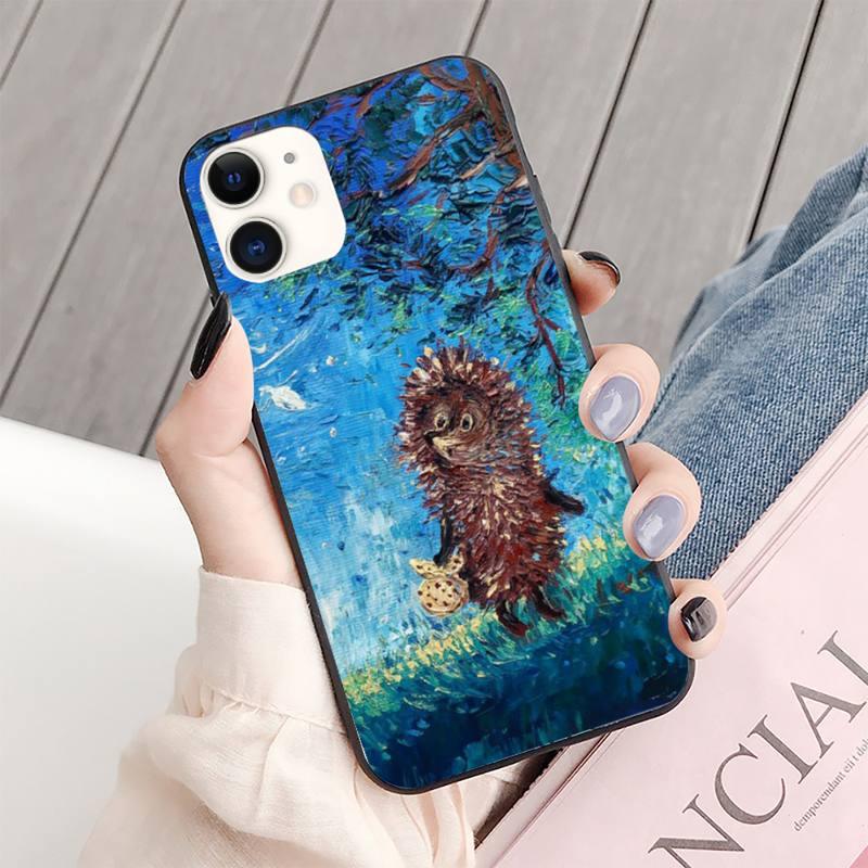 Coque de téléphone Hérisson Lumineux dans le Brouillard pour iPhone 13 8 7 6 6s Plus X 5s SE 2020 XR 11 12 Mini Pro Xs Max Protection d'écran Souple Flexible en Silicone Gel Caoutchouc Bumper