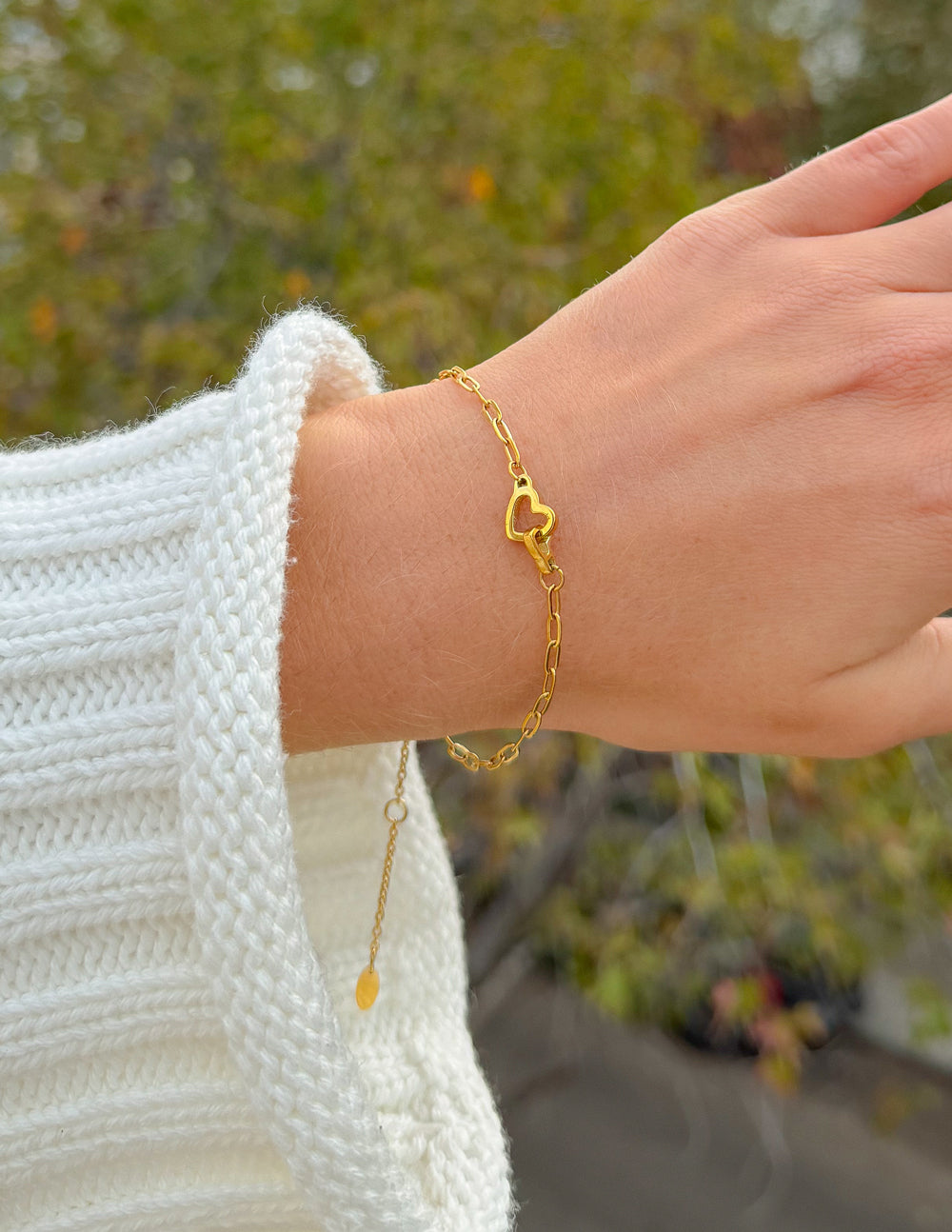 Bracelet chaîne trombone cœur