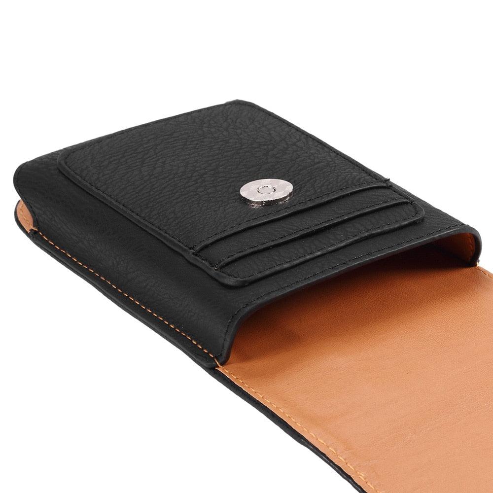 Étui universel en cuir pour iPhone Étui vertical en cuir PU pour hommes avec clip ceinture pour iPhone Sac banane avec clip ceinture pour téléphone portable de 3,5 à 6,3 pouces Housse de téléphone