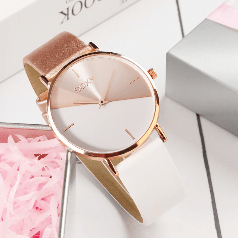 Montre Femme Cuir Or Rose Robe Horloge Féminine Luxe Marque Design Montres Femmes Simple Mode Montre Dames Pour Femmes et Filles