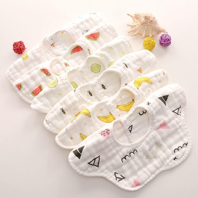 Bavoir unisexe 360° en gaze 8 épaisseurs pour bébé et enfant, serviette anti-bave pour nouveau-né et nourrisson