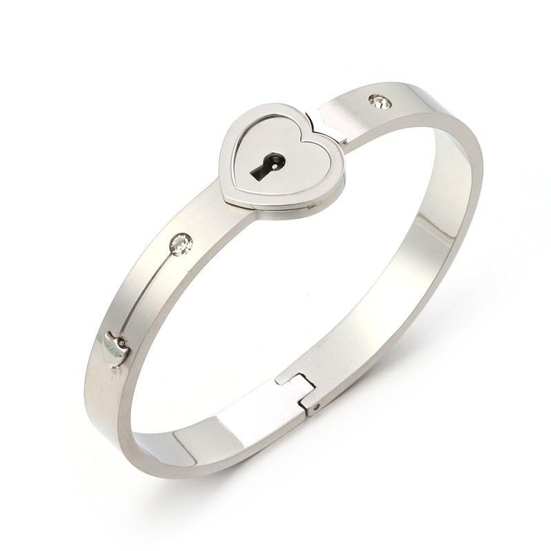 Bijoux de luxe en acier inoxydable et en acier titane avec serrure concentrique, bracelet et collier assortis pour couple, pour femme