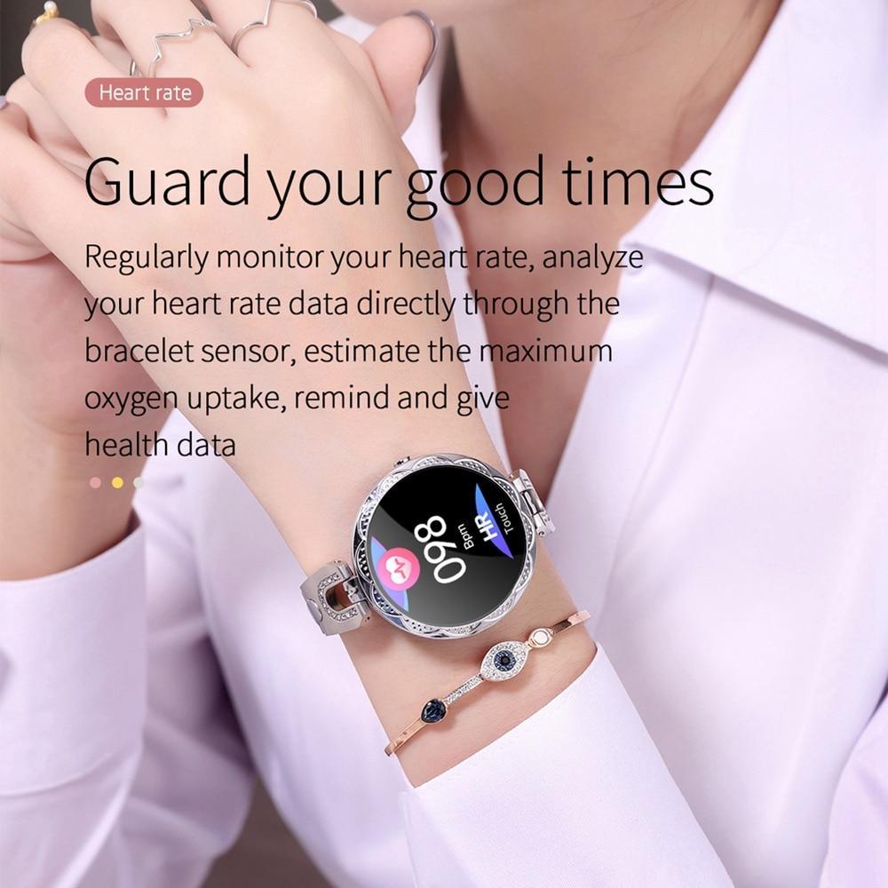 Montre connectée étanche pour femmes Moniteur de fréquence cardiaque Dispositif portable de sport Montre intelligente pour femmes Dames
