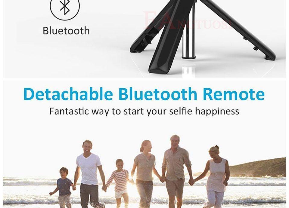 Perche à Selfie Bluetooth Sans Fil 3-en-1 Monopode Extensible Trépied Pliable avec Télécommande de Déclenchement