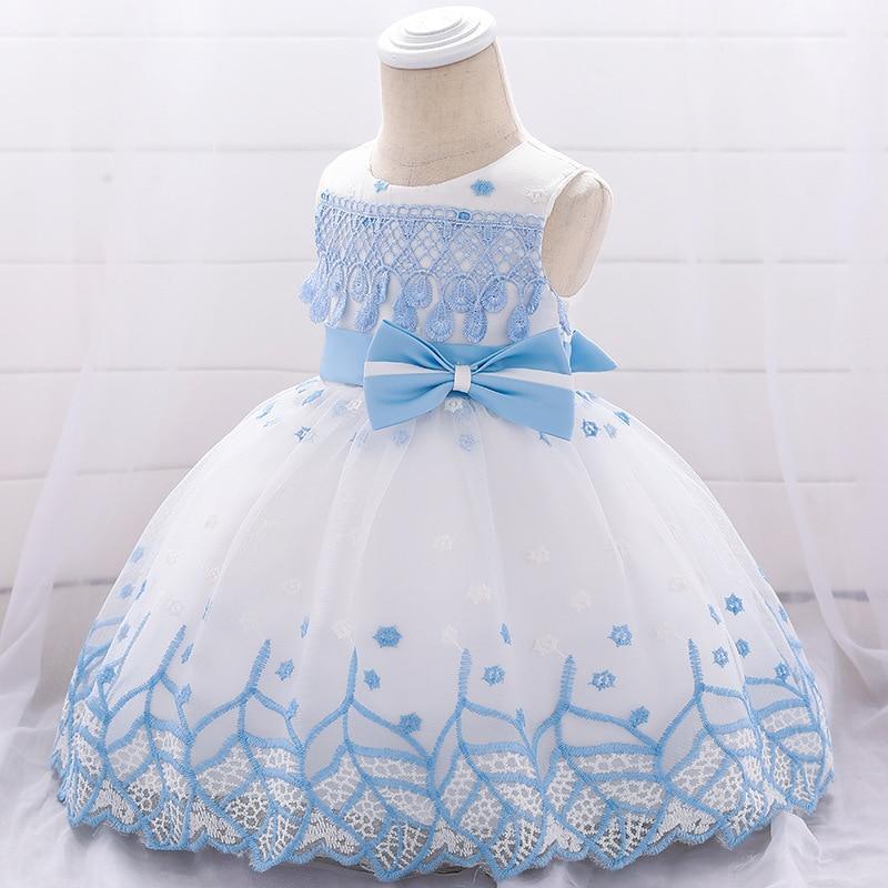 Robe élégante de princesse brodée de feuilles pour filles, robes de mariée uniques pour bébés