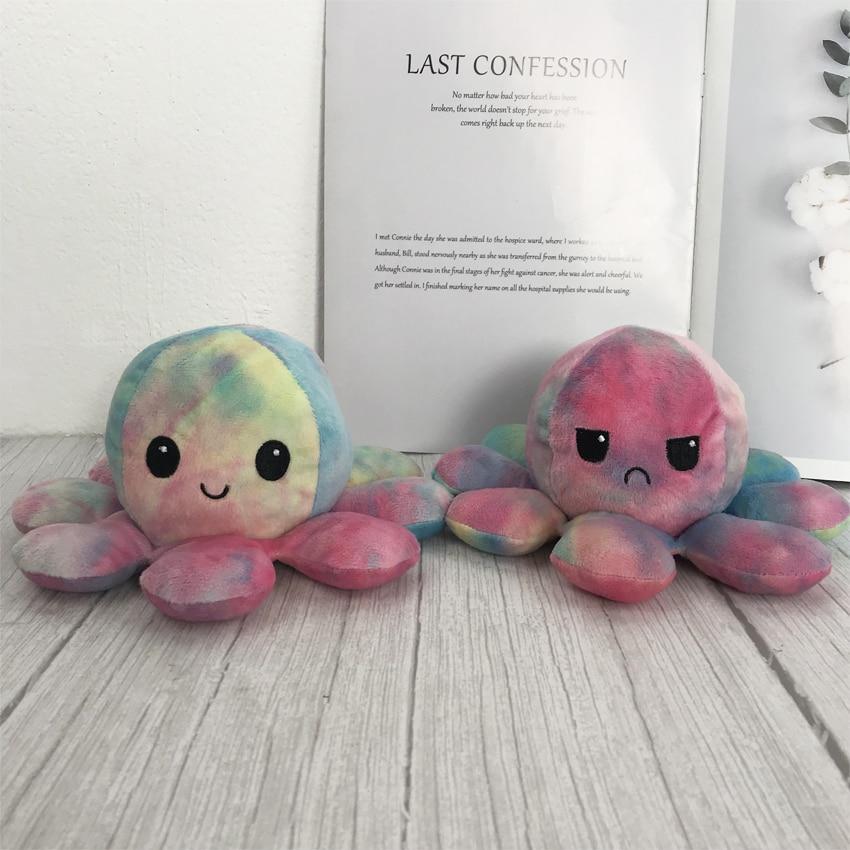 Poulpe en peluche réversible doux, jouet en peluche animal, accessoires pour la maison, poupée animal mignonne, cadeaux pour enfants, jouet en peluche pour bébé