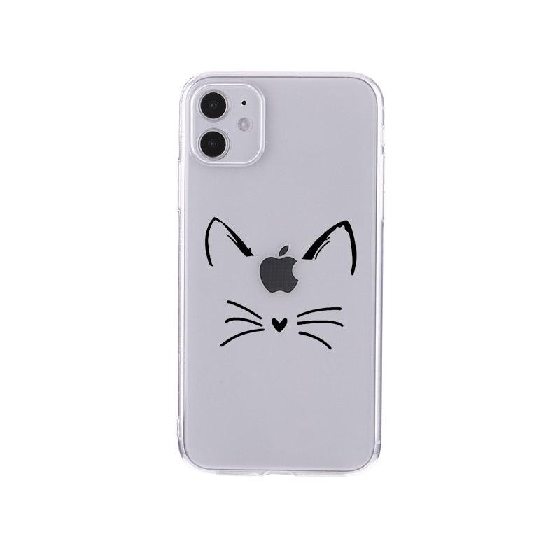 Housse de téléphone transparente motif chat noir mignon pour iPhone 14 14 Pro Max 14 Plus 13 Pro Max 13 12 11, coque de téléphone antichoc transparente avec motif chat imprimé pour filles, coque de téléphone souple et flexible en silicone transparent