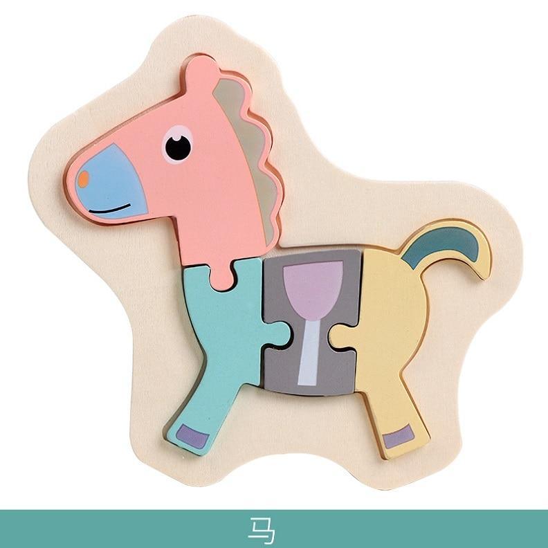 Puzzle en bois coloré Stevvex en forme d'animaux pour jeunes enfants, un jouet éducatif créatif pour les garçons et les filles de 2 à 4 ans