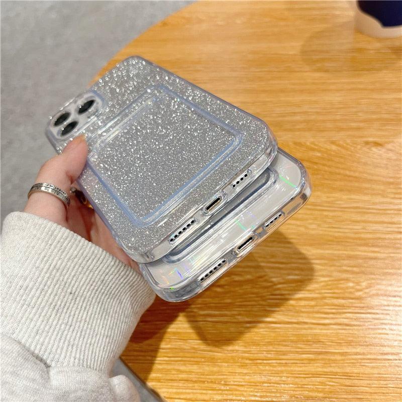 Étui Souple Transparent Unique pour iPhone 13 11 12 Pro Max avec Porte-Cartes et Dégradé, Couleurs Magnifiques, Protection Antichute