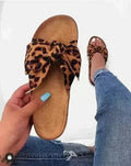 Sandales Femme Léopard à Nœud Confortables 1 Bride