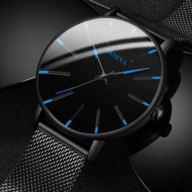 Montre Minimaliste Homme Ultra Fine Simple Homme Affaires Acier Inoxydable Maille Ceinture Montre à Quartz Relogio Masculino