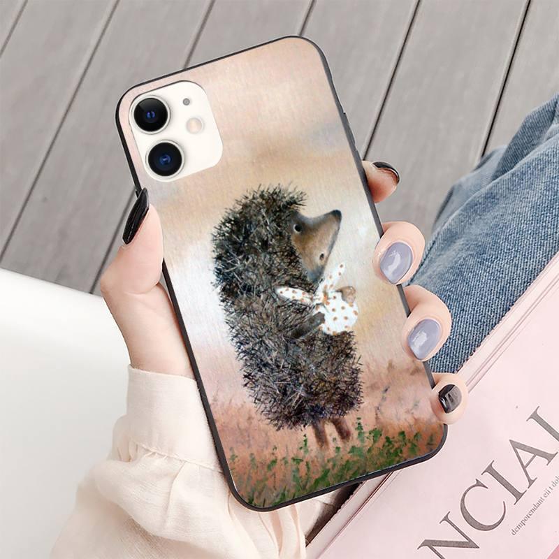 Coque de téléphone Hérisson Lumineux dans le Brouillard pour iPhone 13 8 7 6 6s Plus X 5s SE 2020 XR 11 12 Mini Pro Xs Max Protection d'écran Souple Flexible en Silicone Gel Caoutchouc Bumper