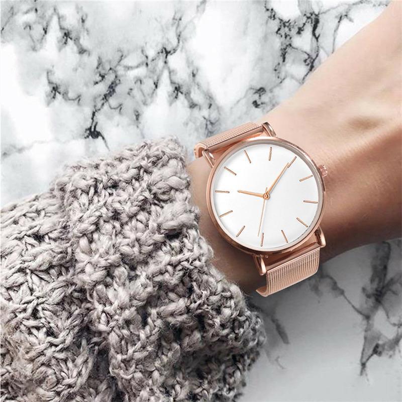 STEVVEX Montre Homme Montres Décontractées à Quartz Simple Montre à Quartz en Métal Reloj Montre en Acier Inoxydable Maille Horloge pour Hommes et Garçons