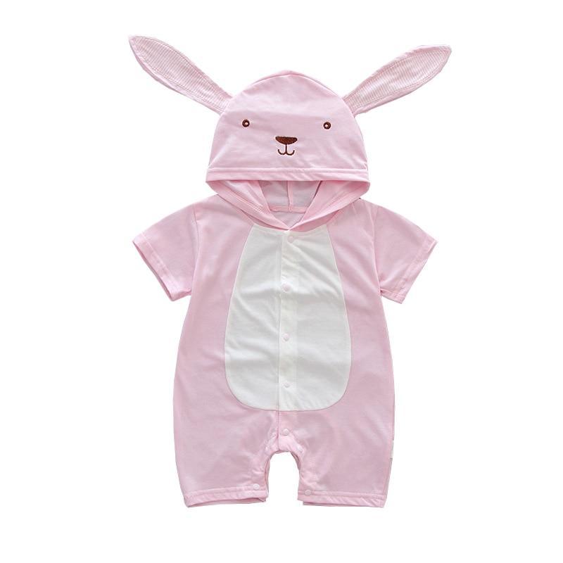 Grenouillère Bébé Été Barboteuse Imprimé Animal de Dessin Animé Fille et Garçon Costume en Coton Combinaison Nouveau-né