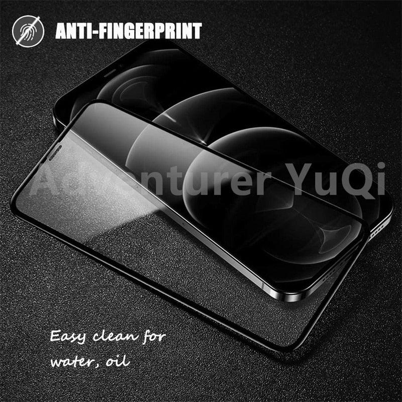 Lot de 3 protections d'écran en verre trempé OG pour iPhone 14 13 12 11 Pro XS Max X XR, avec colle intégrale, bordures incurvées, couverture complète pour iPhone 7 8, protection d'écran en verre pour iPhone