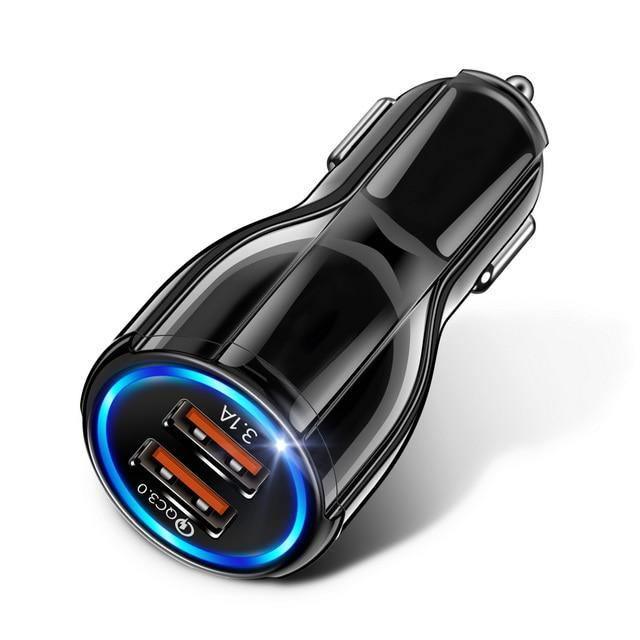 Chargeur de voiture LED 18W 3,1A double USB charge rapide QC adaptateur de chargeur de téléphone gadgets de voiture