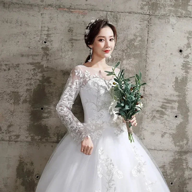 Robe de mariée de luxe personnalisée - Robe de bal à manches longues grande taille | Femstylo