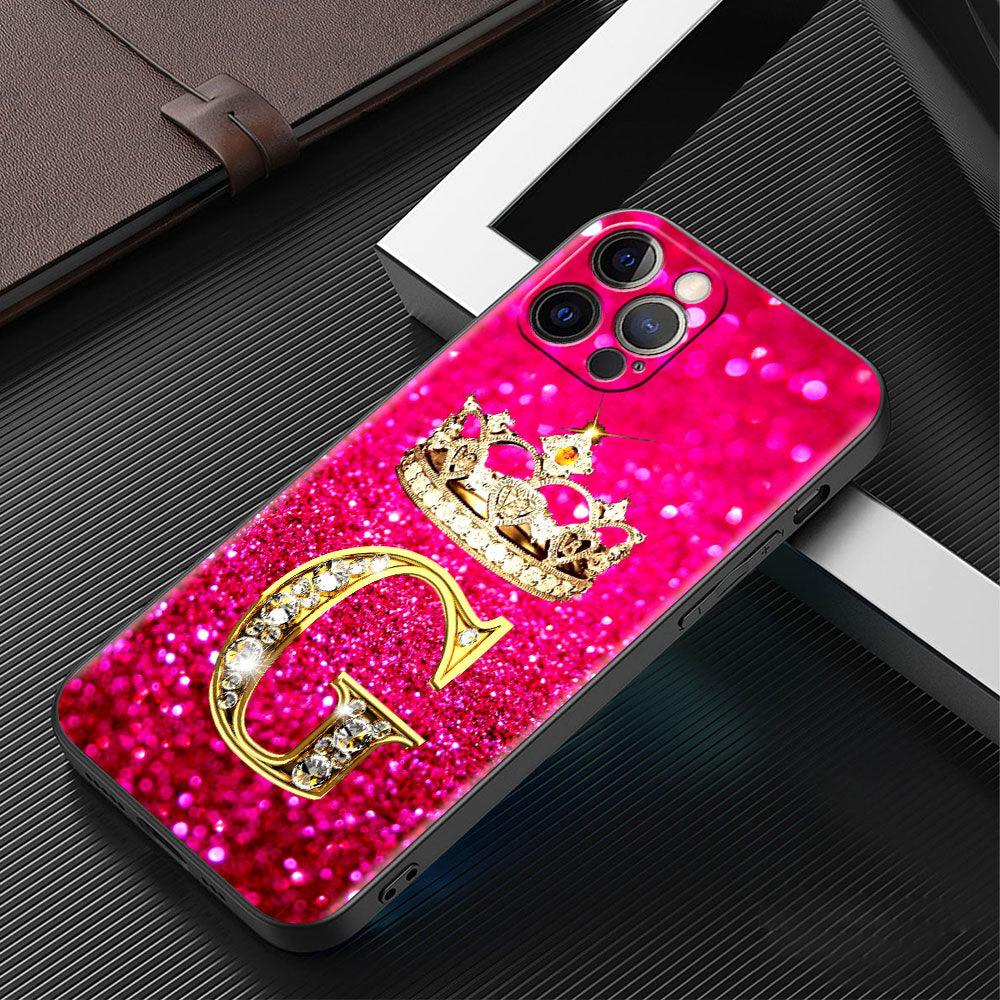 Coque de téléphone à lettres brillantes roses pour Iphone 11 7 Pro Xr X Xs Max 6 6s 8 Plus Paillettes Strass Coque de téléphone Souple Coque antichoc à paillettes scintillantes Coque de protection rose pour femmes