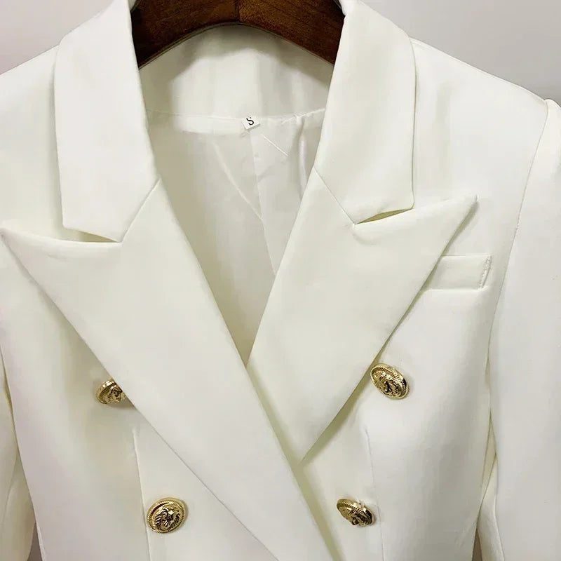 HAUTE QUALITÉ Nouvelle Mode 2024 Veste Designer Femme Classique Double Boutonnage Boutons Métal Lion Blazer Manteau Taille S-5XL