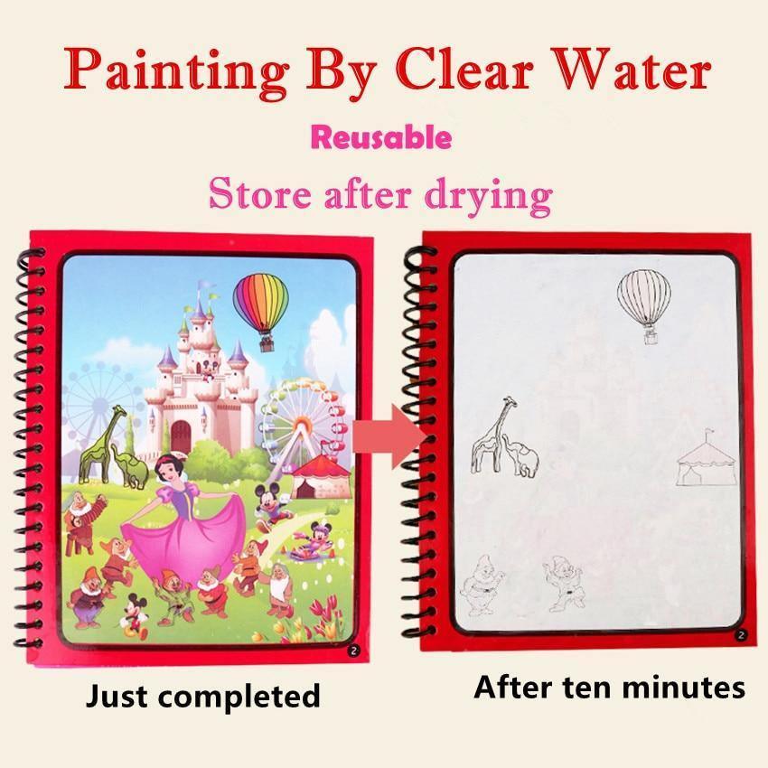 1 livre magique à colorier à l'eau, dessins animés, avec stylo de gribouillage, planche à dessin, jouets pour enfants, cadeau d'anniversaire