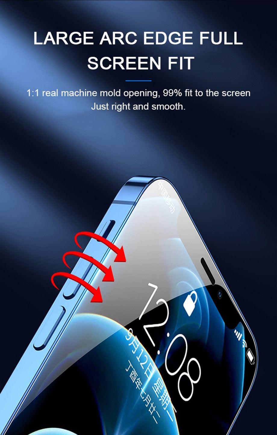 Verre de protection intégral 4K HD pour iPhone 11 12 13 14 PRO MAX, protecteur d'écran en verre trempé pour iPhone 14 Plus X XR, film de verre trempé avec clarté HD, toucher précis, absorbant les chocs