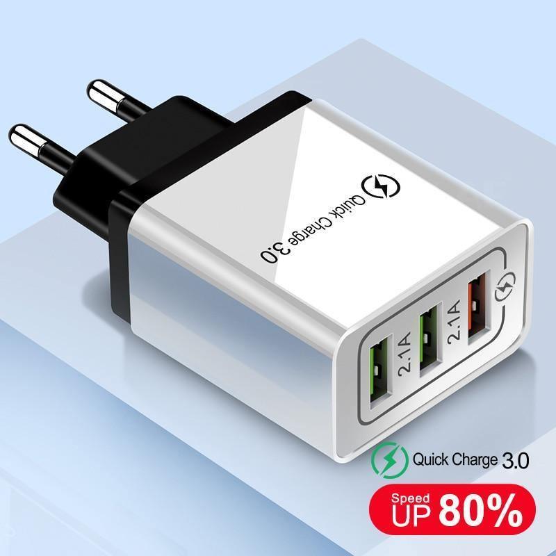 Chargeur USB rapide et moderne, chargeur mural portable pour téléphone portable avec charge rapide 3.0 et grande puissance
