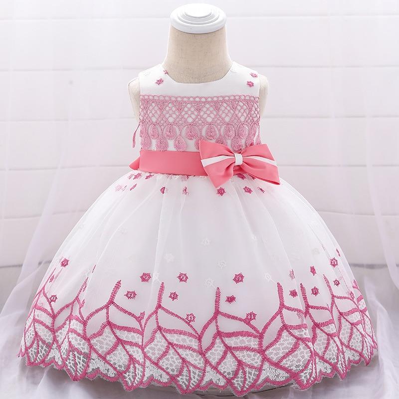 Robe élégante de princesse brodée de feuilles pour filles, robes de mariée uniques pour bébés