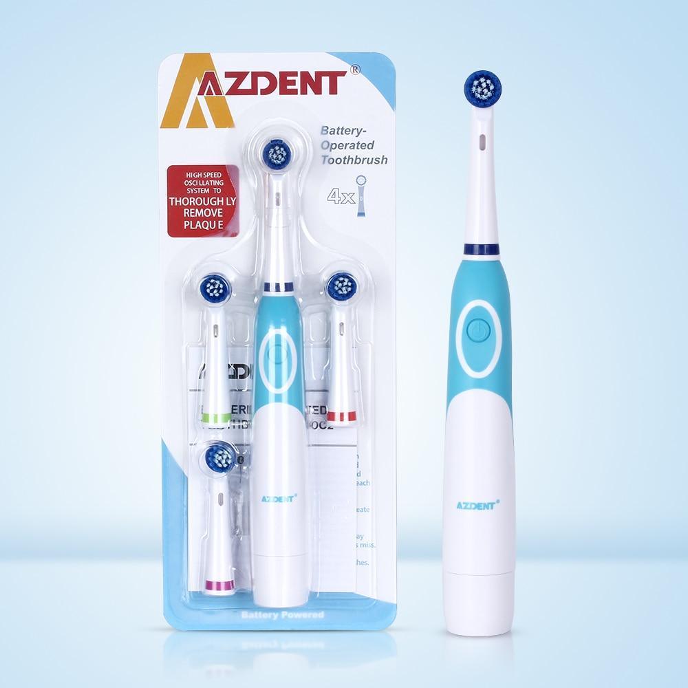 Brosse à Dents Électrique Professionnelle à Rotation Moderne avec 4 et 8 Têtes de Rechange Nettoyage en Profondeur Brosse à Dents à Piles Blanchiment des Dents pour Adultes