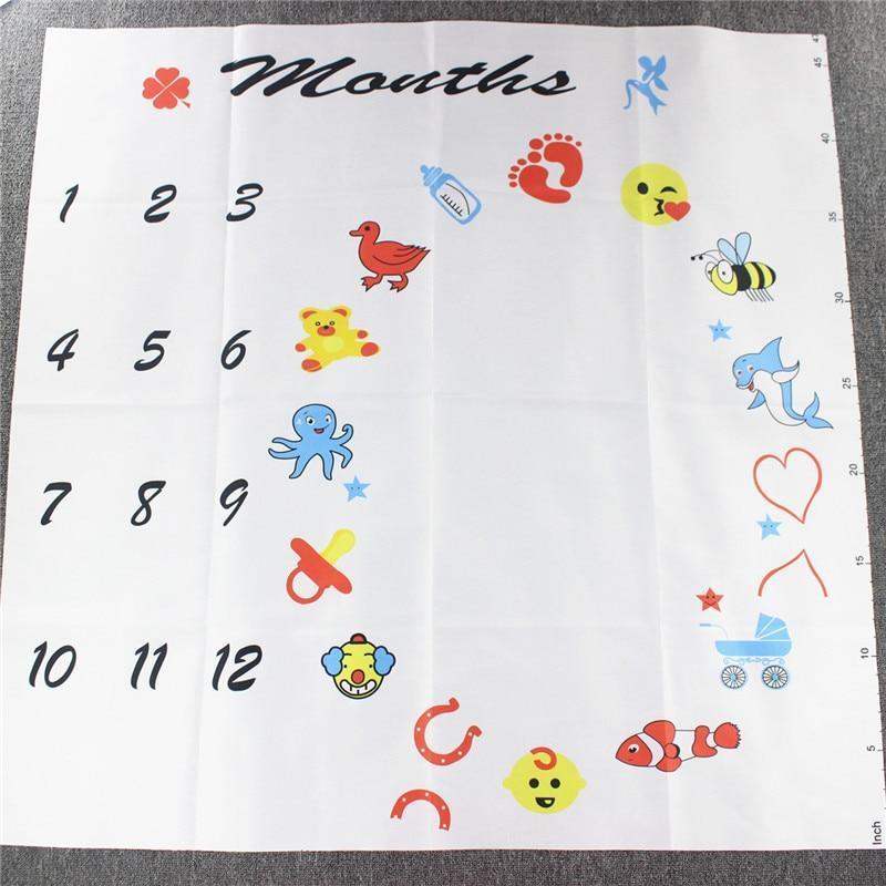 Couverture de photographie pour bébé avec repères de croissance mensuels, serviette de fond, jolie tapis souvenir