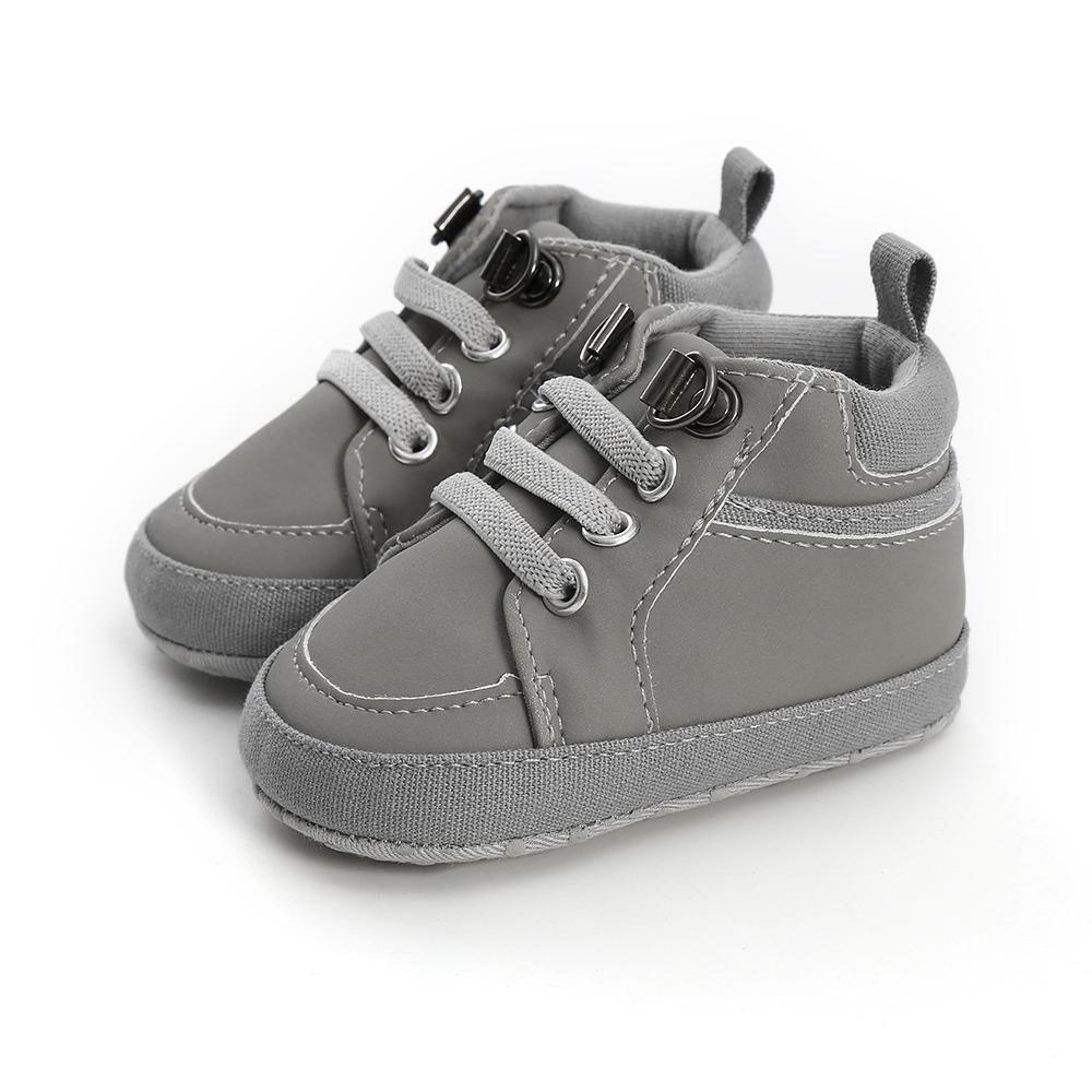 Chaussures bébé premières marches montantes en cuir souple antidérapantes pour nouveau-né