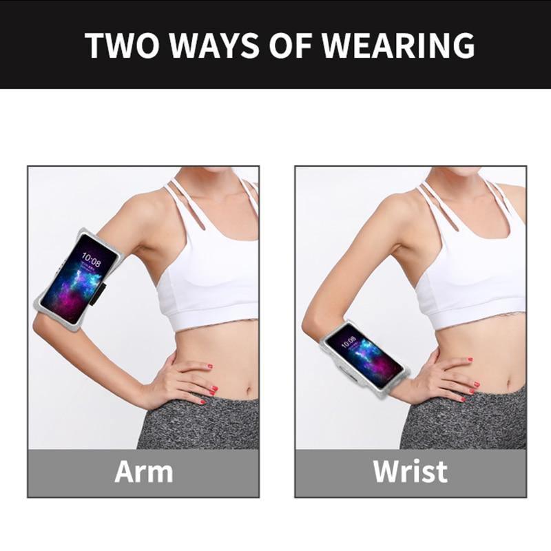 Brassard de sport gris pour téléphone - Étui de rangement pour téléphone portable - Sac de poignet pour l'entraînement